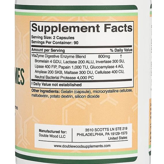 Пищеварительные ферменты Double Wood Essential Digestive Enzymes 800 mg 180 Caps | Зображення 1