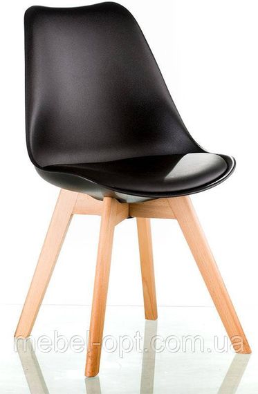 Стул Sedia black DSM Eames Style, черное пластикое сиденье с мягкой подушкой и деревянные буковые ножки | Зображення 6