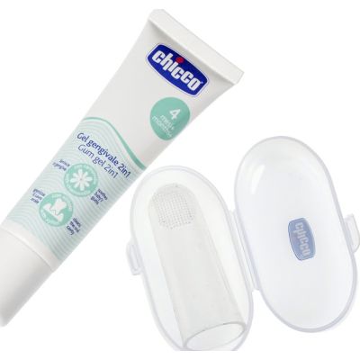 Детская зубная паста Chicco Набор: гель для десен 2в1+ зубная щетка-массажер (11262.00) | Зображення 1