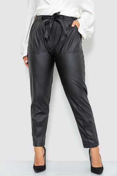 Брюки из искусственной кожи женские  цвет черный 102R5145