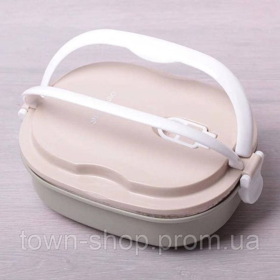 Ланч-бокс Kamille Food Box 700мл, 20х14.5х7.5см, бежевый с оливковым KM-2124 | Зображення 1