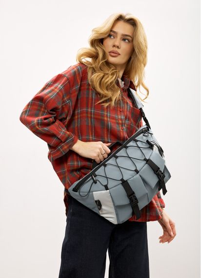 Женская сумка-бананка под ноутбук Sambag Urban Pro голубая 46×26 см (51411210)