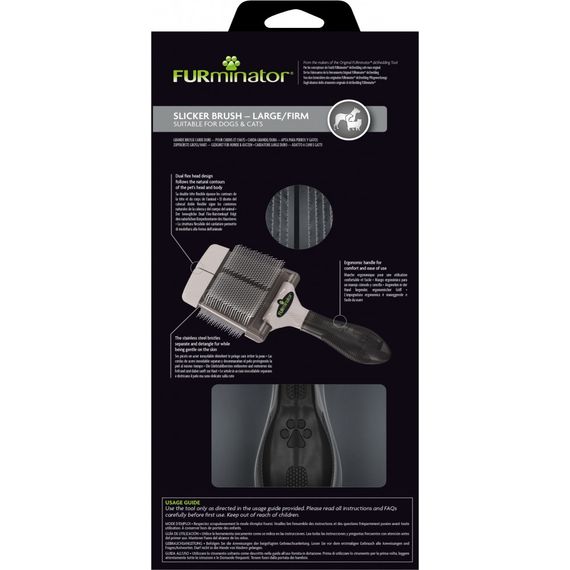 Щітка-пуходерка для собак та котів FURminator жорстка L 20,5 х 9,5 х 1,5 см | Зображення 4
