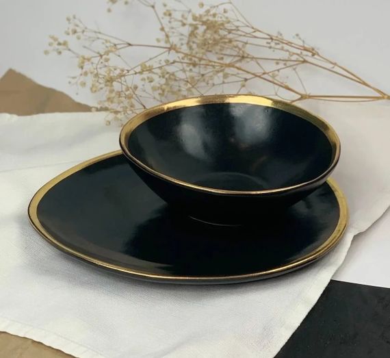 Тарілка супова Декор Кераміка Graphite Gold ГГ-438 17.5 см 700 мл | Зображення 1