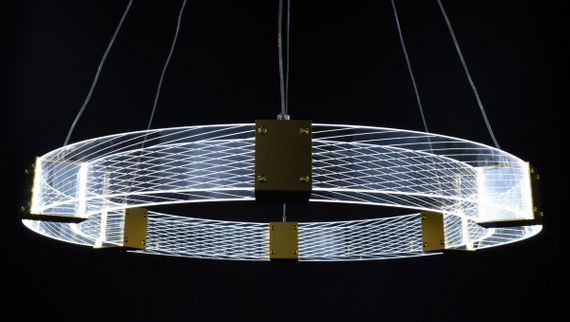 Люстра світлодіодна підвісна LED світильник для квартири на стелю лед 26904 Золото 40-150х80х80 см. | Зображення 7