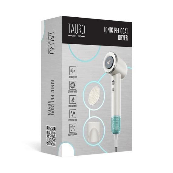 Ручний фен для домашніх тварин з технологією генерації негативних іонів Tauro Pro Line, білий | Зображення 1