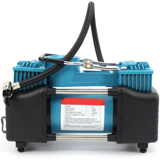 Автомобільний компресор AD 636060 2-поршневий 12 V з набором інструментів для ремонту шин у кейсі, зелений | Зображення 3