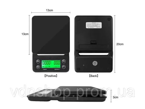 Весы с таймером для кофе Yieriy электронные для бариста с резиновым ковриком / весы настольные для кофейни,дома,ресторанов | Зображення 6