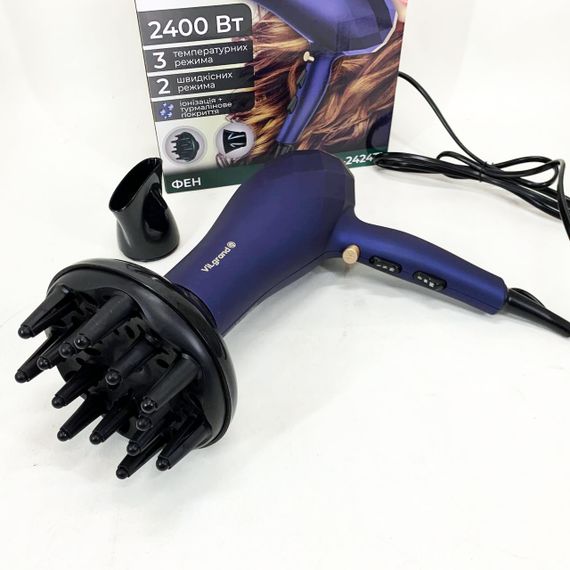 Женский профессиональный фен для укладки волос VILGRAND VHD 2424TI 2400 Вт, Фен без вреда для волос CE-73 | Зображення 2