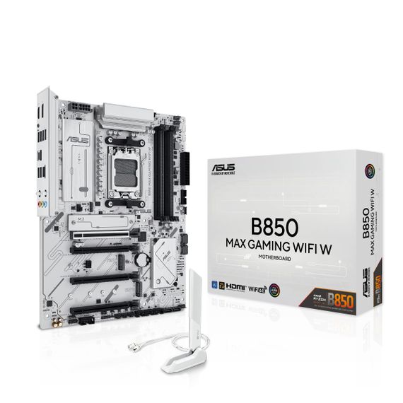 Материнcька плата ASUS B850 MAX GAMING WIFI W sAM5 B850 4xDDR5 M.2 HDMI DP WiFi BT ATX білий 90MB1M10-M0EAY0 | Зображення 6