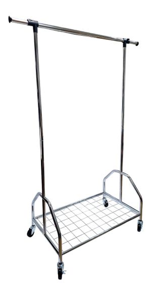 Стійка для одягу підлогова на колесах Onder Mebli 1521961 хромована вішалка для верхнього одягу