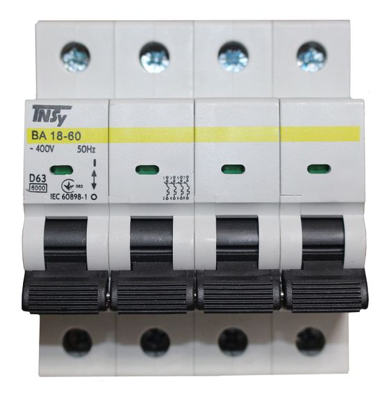 Автоматичний вимикач ВА18-60 4Р 63А 6кА х-ка D Ny95504824 | Зображення 1