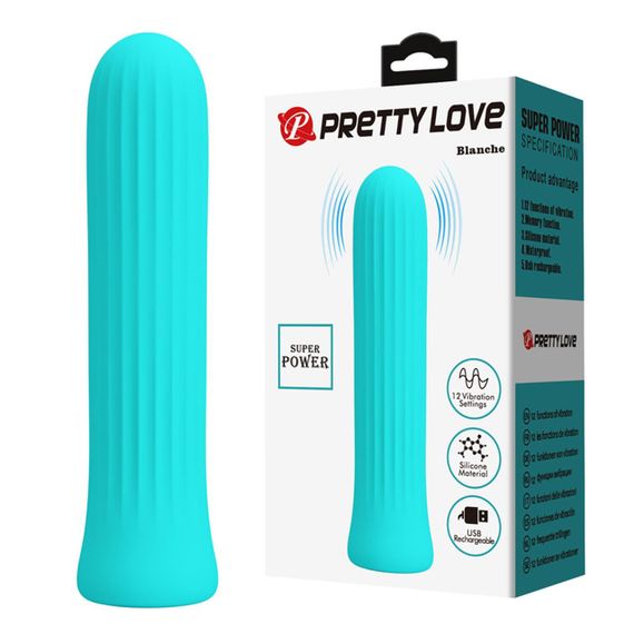 Міні-вібратор PRETTY LOVE Blanche бірюзовий, 2 х 10 см Sex Aura
