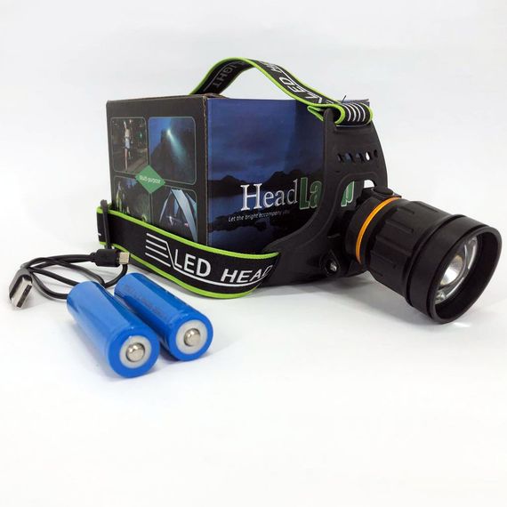 Ліхтар налобний BL-A8-P50, 2 акумулятори 18650, zoom, UK-553 ЗУ microUSB | Зображення 7