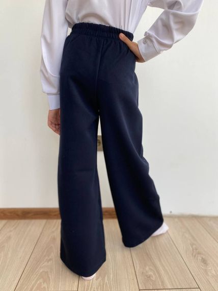 Дитячі штани палаццо для дівчинки шкільні штани колір темно-синій розмір 134, SBR129 | Зображення 4