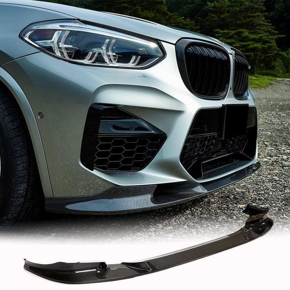 Накладка на передній бампер Lip V2 (для F98 2018-2021, Карбон) для BMW X4 G02 2018- рр | Зображення 1