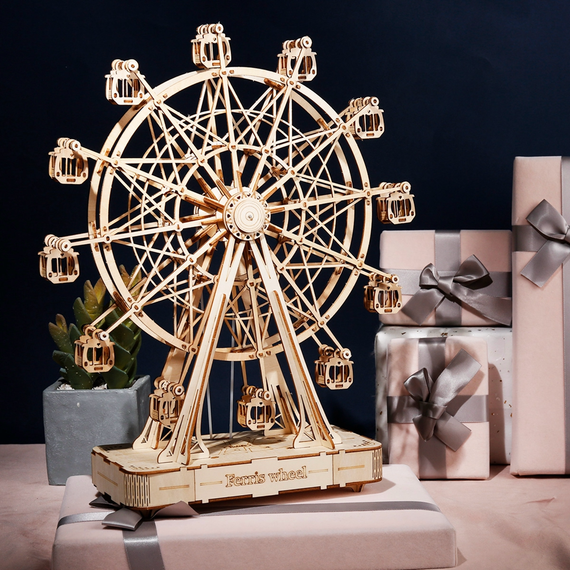 Механічний конструктор-карусель Ferris wheel від Robotime з дерева з вбудованою музичною скринькою всередині (sv0444) | Зображення 5