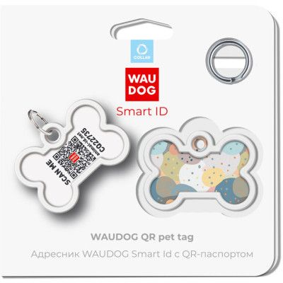 Адресник для животных WAUDOG Smart ID с QR паспортом "Абстракция", кость 40х28 мм (0640-0219) | Зображення 4