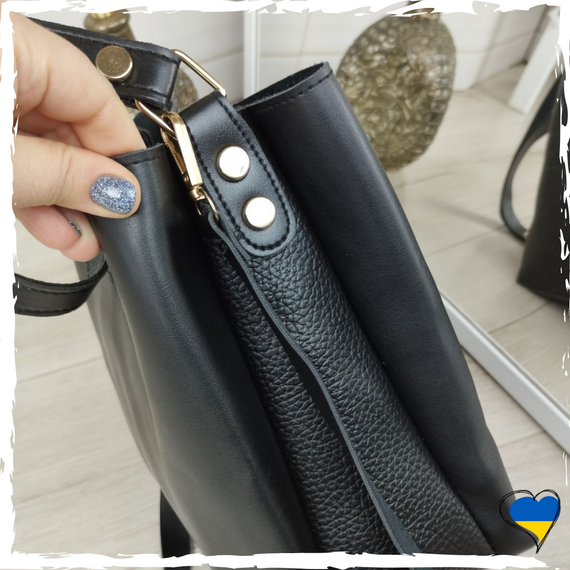 Сумка жіноча чорна з екошкіри. Сумка женская черная. Сумка чорна, екошкіра сумка | Зображення 3