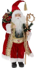 Інтерєрна новорічна фігурка Santa з подарунками 45см червоний із зеленим