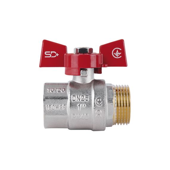 Кран кульовий SD Plus 1" ВЗ для води (метелик) SD607NW25PN40 | Зображення 1