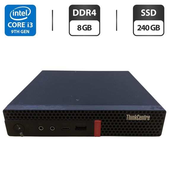Неттоп Lenovo ThinkCentre M720q Tiny USFF / Intel Core i3-9100T (4 ядра по 3.1 - 3.7 GHz) / 8 GB DDR4 / 240 GB SSD / Intel UHD Graphics 630 / Блок питания б/у