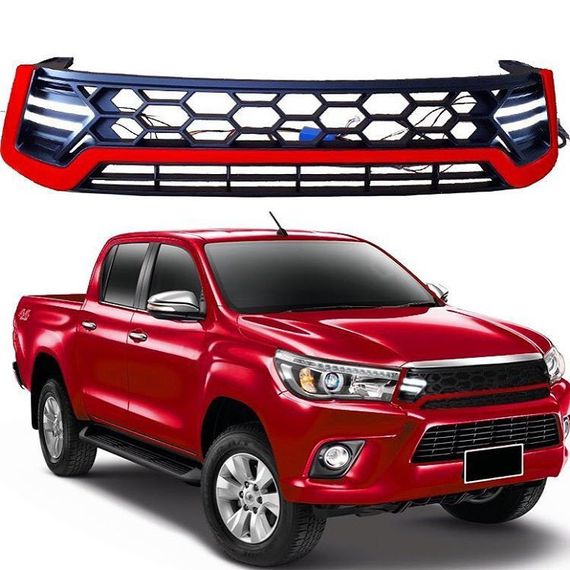 Передня решітка з LED Чорна для Toyota Hilux 2015↗ рр.