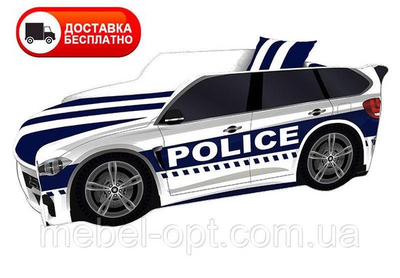 Ліжко машина серія Преміум модель Police білий Р 005 зі спортивним матрацом та подушкою