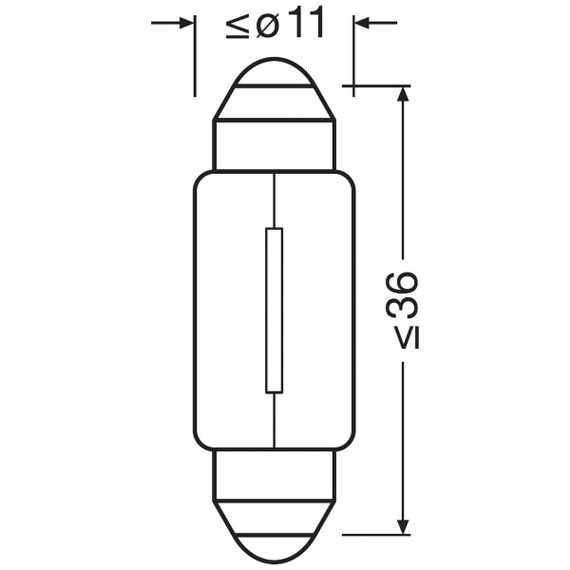 Комплект вказівних ламп розжарювання OSRAM 6418-2BL C5W 36mm 12V SV8.5-8 Blister (2 шт) | Зображення 1