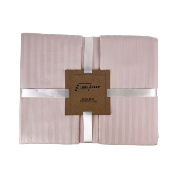 Комплект постільної білизни SoundSleep Stripe Pudra сатин-страйп євро 200х220 см пудровий (2251736513014) | Зображення 2