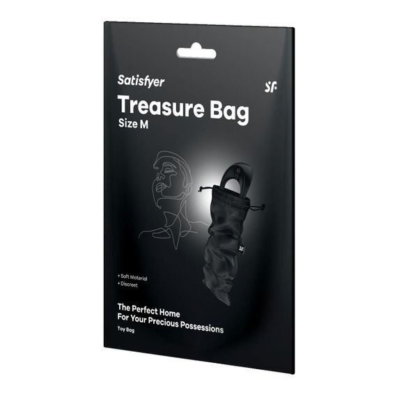 Мішок для секс-іграшок Satisfyer Treasure Bag M, чорний, на шнурку Sex Aura | Зображення 2