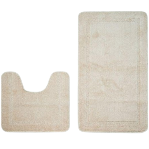 Набір килимків для ванної кімнати 2шт 57*100см+57*50см U-виріз Абстракція Joy молочний тафтинг Дариана