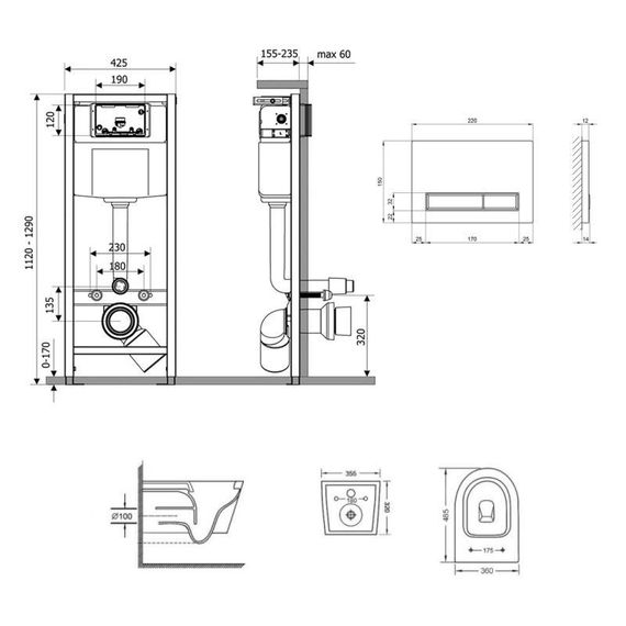 Готове рішення Qtap для ванної кімнати: підвісний унітаз Swan Ultra Quiet 485x360x320 + комплект інсталяції Nest 4 в 1 | Зображення 1