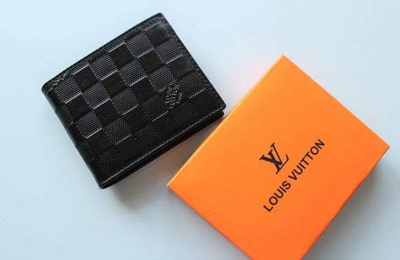 Мужской стильный кожаный кошелек Louis Vuitton черный | Зображення 1