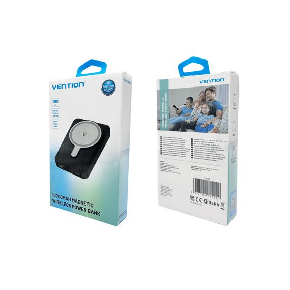 Зовнішній акумулятор Vention 10000mAh Magnetic Wireless Power Bank (USB-C + Lightning + USB-C + USB-A +Wireless) 22.5W Black LED | Зображення 1