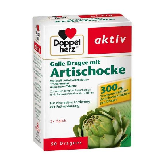 Doppelherz Artischocke — Артишок для пищеварения и печени, 50 драже (300 мг экстракта), Германия