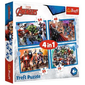 Пазлы "Храбрые мстители. MARVEL" 4 в 1 34386 Trefl, в коробке (5900511343861)