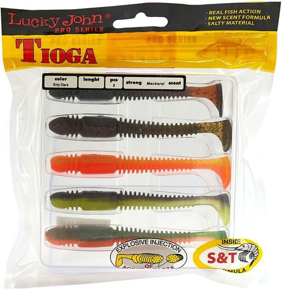 Силікон Tioga Lucky John Pro Series 4,5in / 114мм / 5шт /колір MIX2 (140185-MIX2)