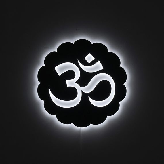 Панно декоративне картина на стіну Знак Ом круглий LED підсвітка 400х400 acr-p000248