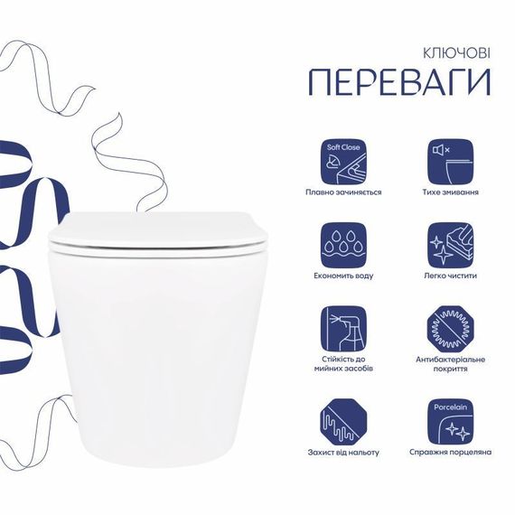 Унитаз подвесной Qtap Scorpio безободковый Ultra Quiet c сиденьем Soft-close QT14332380AW | Зображення 3