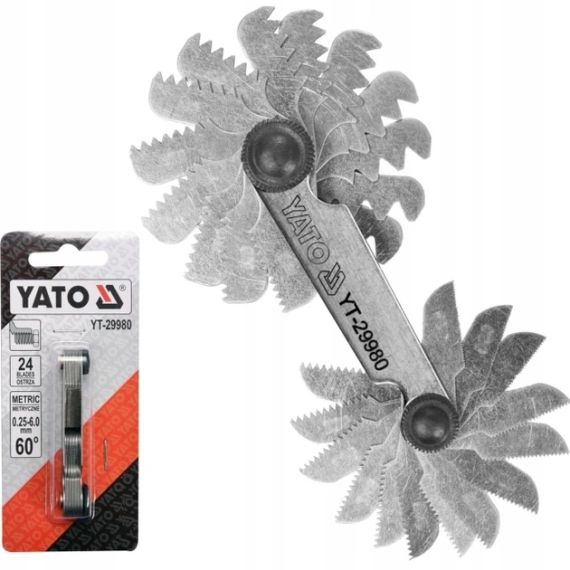 Набір різьбомір метричний 0,25-6,0мм 60° 24шт YATO YT-29980 | Зображення 2