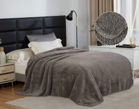 Плед-ковдра з шерпи та флісу какао Love You 150 x 200 см