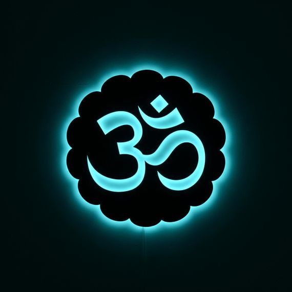 Панно декоративне картина на стіну Знак Ом круглий підсвітка 16 кольорів телефон 400х400 acr-p000250 | Зображення 4