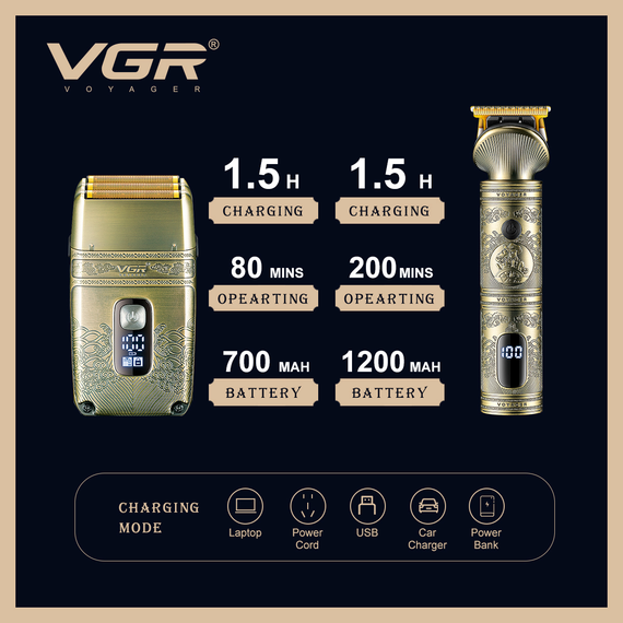 Комплект для стрижки та гоління VGR 2 в 1 V-649 тример і шейвер | Зображення 9