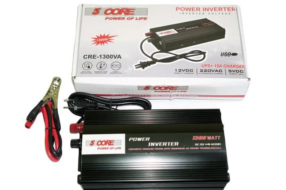 Инвертор 5 CORE 1300W 12V UPS+CHARGE • Преобразователь напряжения 5 CORE 1300W 12V-220V с зарядкой аккумулятора и защитой | Зображення 2
