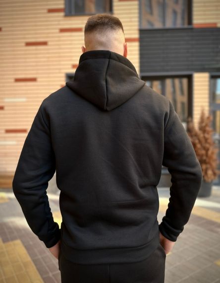 Зимовий спортивний костюм Adidas з начосом чорна кофта на змійці+ чорні штани RD269/RD024 | Зображення 7