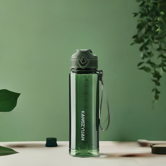 Экологическая бутылка KANGZYUAN 500 мл - Зеленая Tritan BPA-free, ударопрочная, с герметичной крышкой и ремешком | Зображення 8
