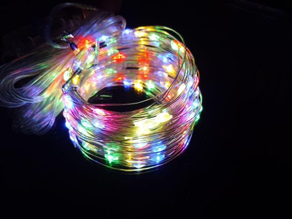 Гирлянда от USB "светодиодные капли" 10м, 100LED, мультицвет, 8 режимов + пульт | Зображення 1