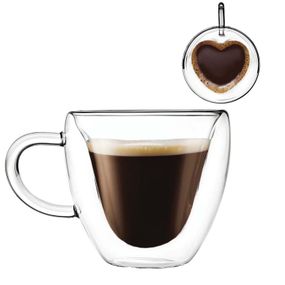 Набор стеклянных чашек с двойными стенками (сердце) Con Brio СВ-8930-2, 2шт, 300мл