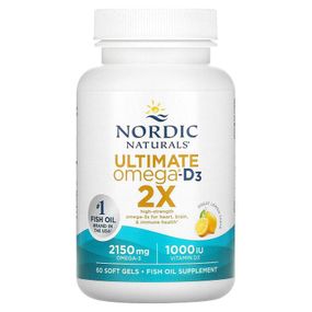 Риб&#039;ячий жир, Ultimate Omega 2X, Nordic Naturals, лимон, 2150 мг, 60 гелевих капсул